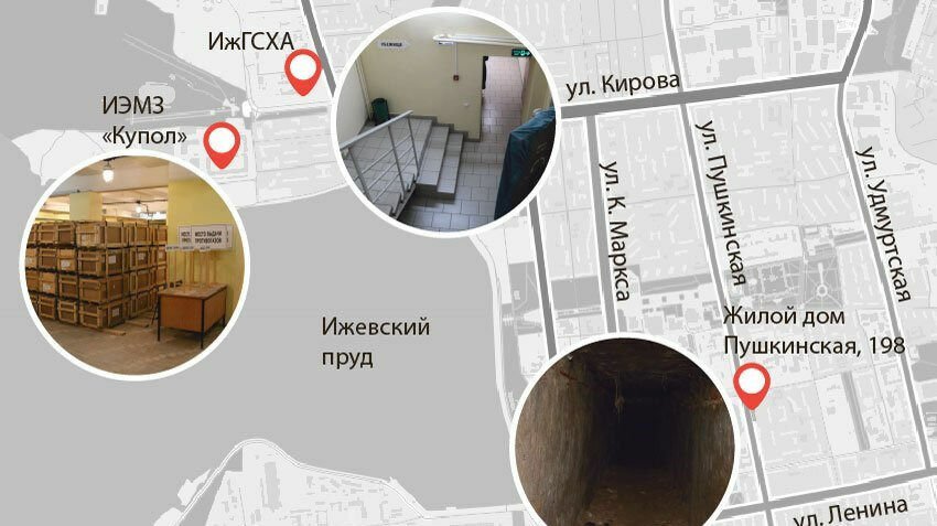 Карта бомбоубежищ в Ижевске