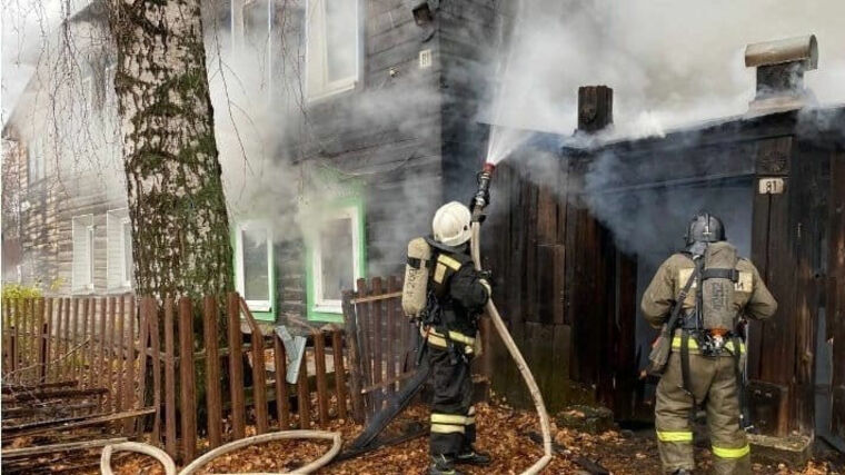 Двух малолетних детей эвакуировали из горящего дома в Воткинске