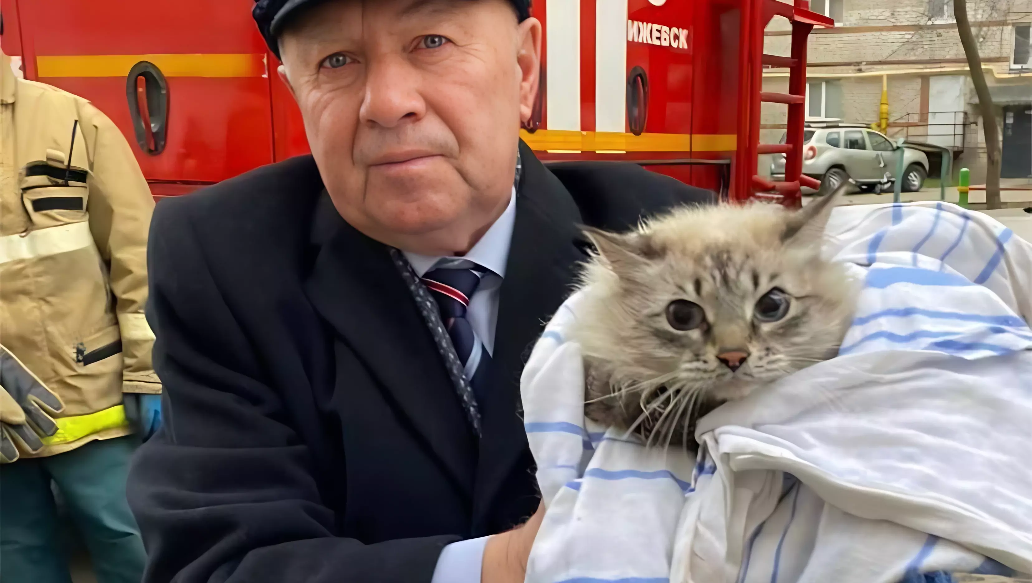 Двух котов спасли при пожаре в многоэтажке Ижевска